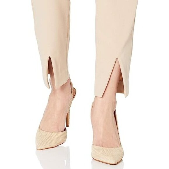 Calvin Klein High Waist Cigarette Pant Beige Cream Tapered Leg Women 10 - Picture 9 of 11